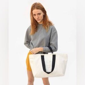 Clare V Bateau White Leather Tote Bag
